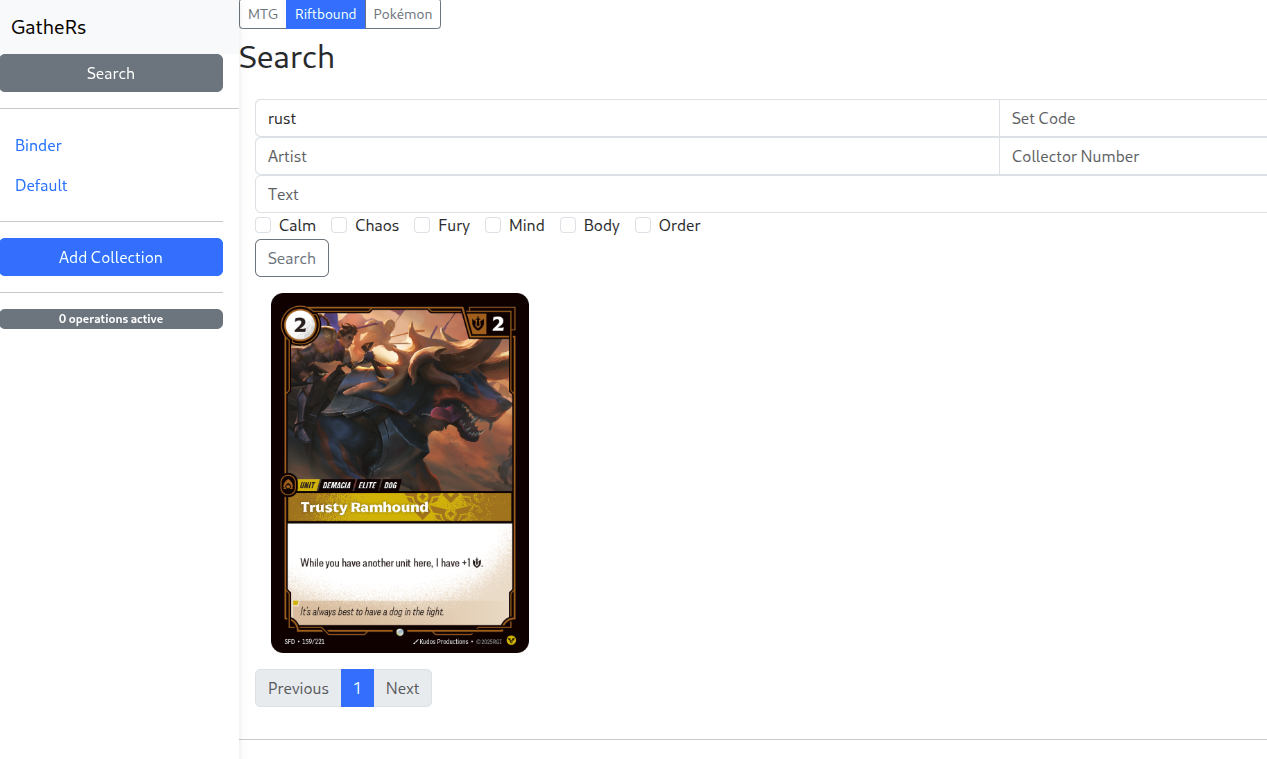 Riftbound search interface